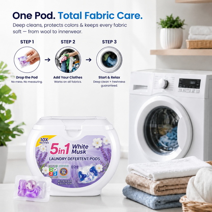 5-in-1 White Musk Laundry Detergent Pods (80PCS)