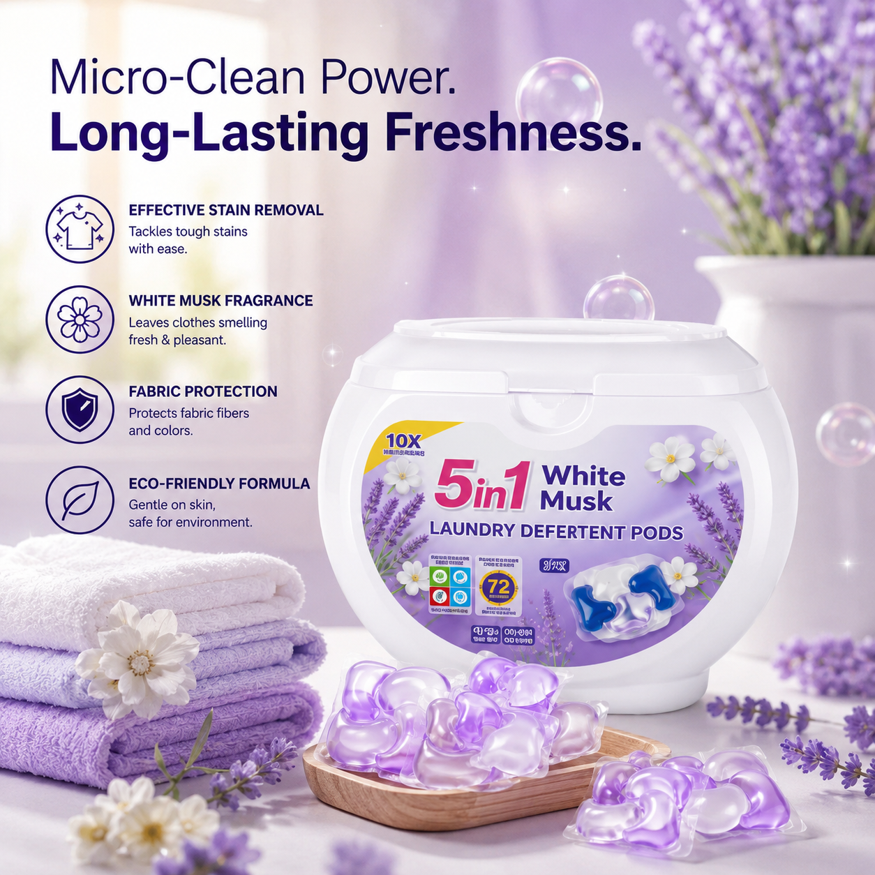 5-in-1 White Musk Laundry Detergent Pods (80PCS)