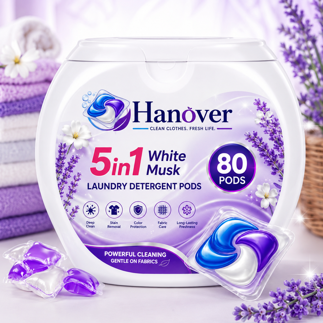 5-in-1 White Musk Laundry Detergent Pods (80PCS)